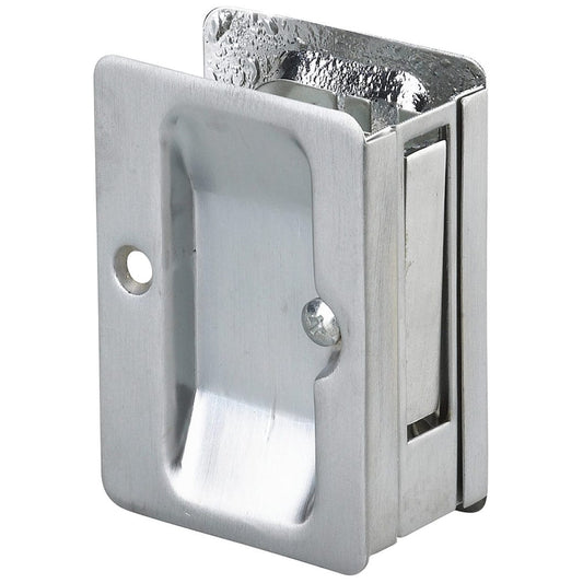 3-7/32" (82 mm) Pocket Door Pull Rectangular Brushed Chrome Passage alt 0