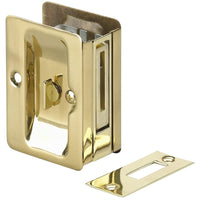 3-7/32" (82 mm) Pocket Door Pull  Rectangular Brass Privacy alt 0