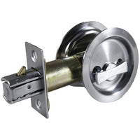 2-7/16" (62 mm) Pocket Door Pull Round Brushed Chrome Privacy alt 0