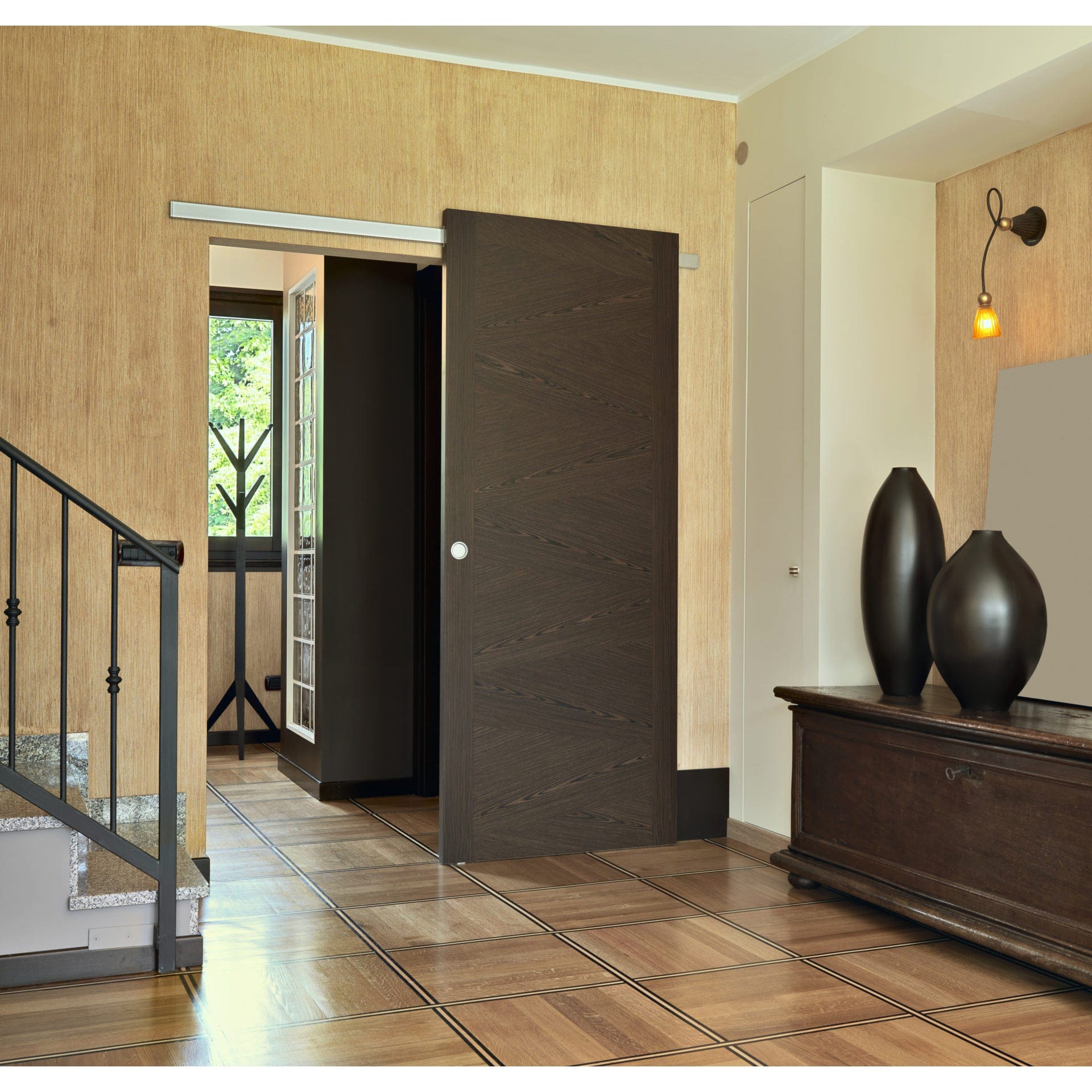 2-7/16" (62 mm) Pocket Door Pull Round Brushed Chrome Privacy alt 0