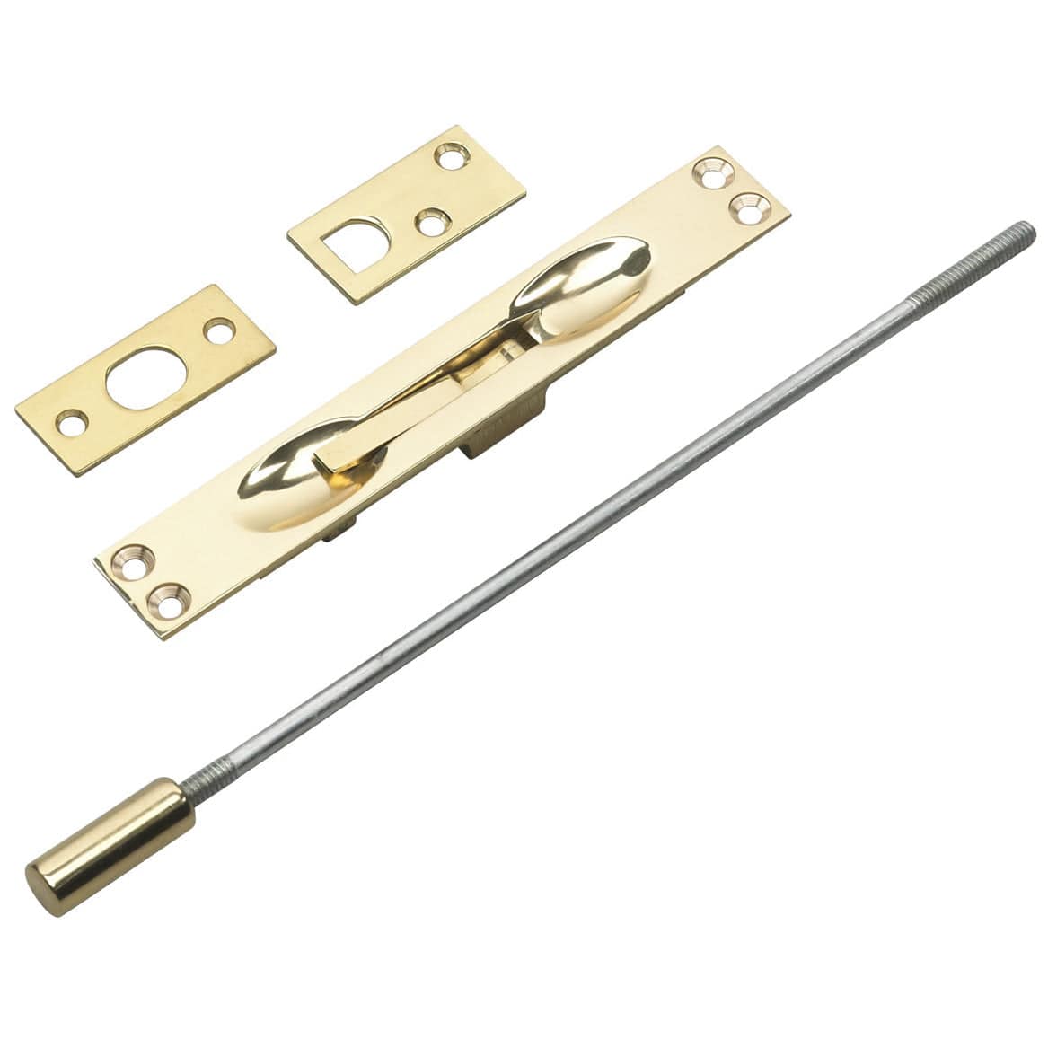 Flush Bolt for Metal Doors with 12" Extension Brass alt 0