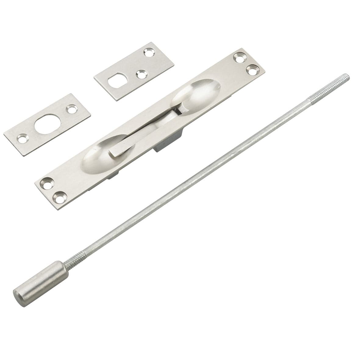 Flush Bolt for Metal Doors with 12" Extension Brushed Nickel alt 0
