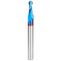 46424-K Spiral Up-Cut Ball Nose Double Flute Mirror Finish Router Bit 3/32"R 1/2"CH 3/16"D 1/4 SH 2-1/2"OL alt 0