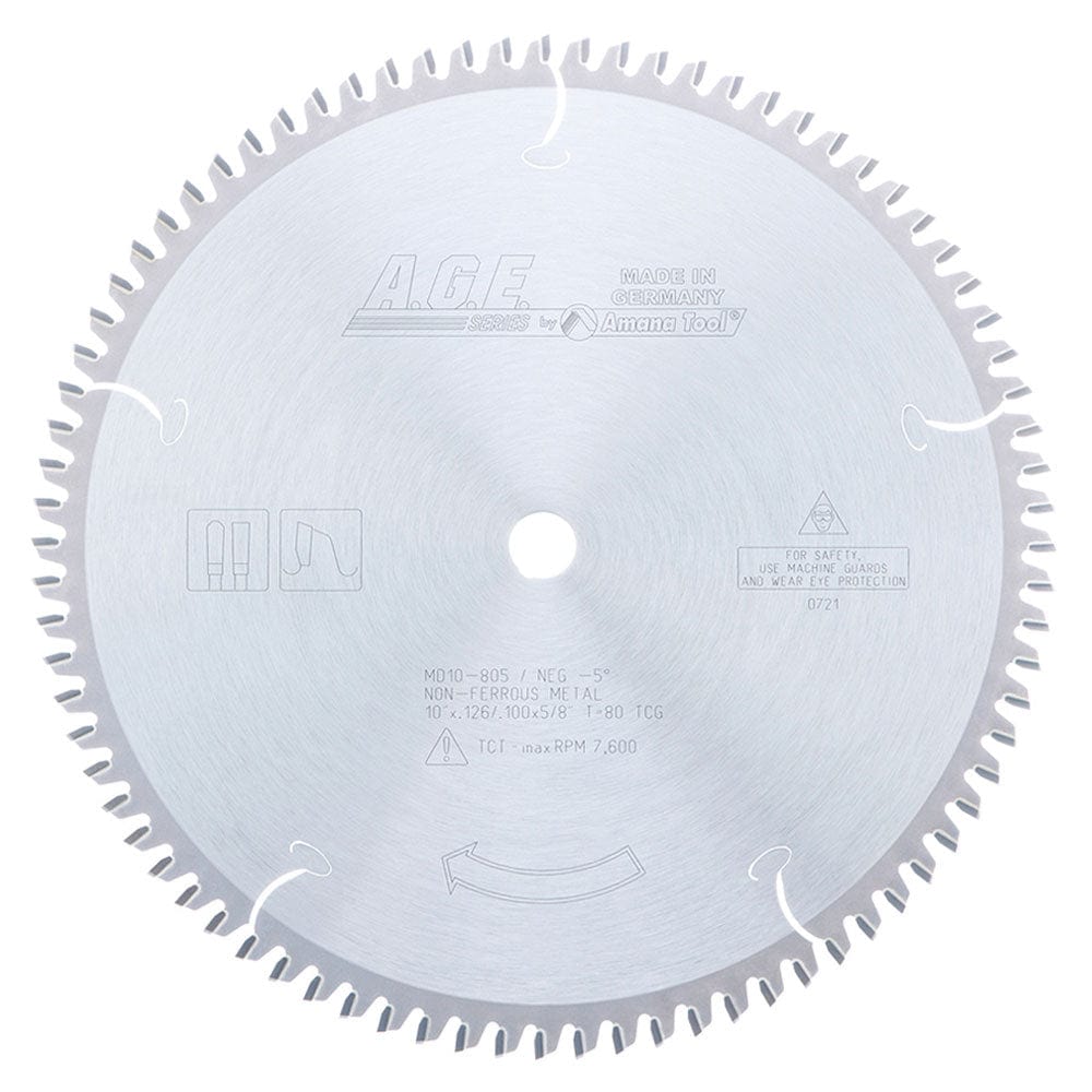 10"X80T Non-Ferrous Blade, -5 Degree 5/8" Bore,TCG alt 0