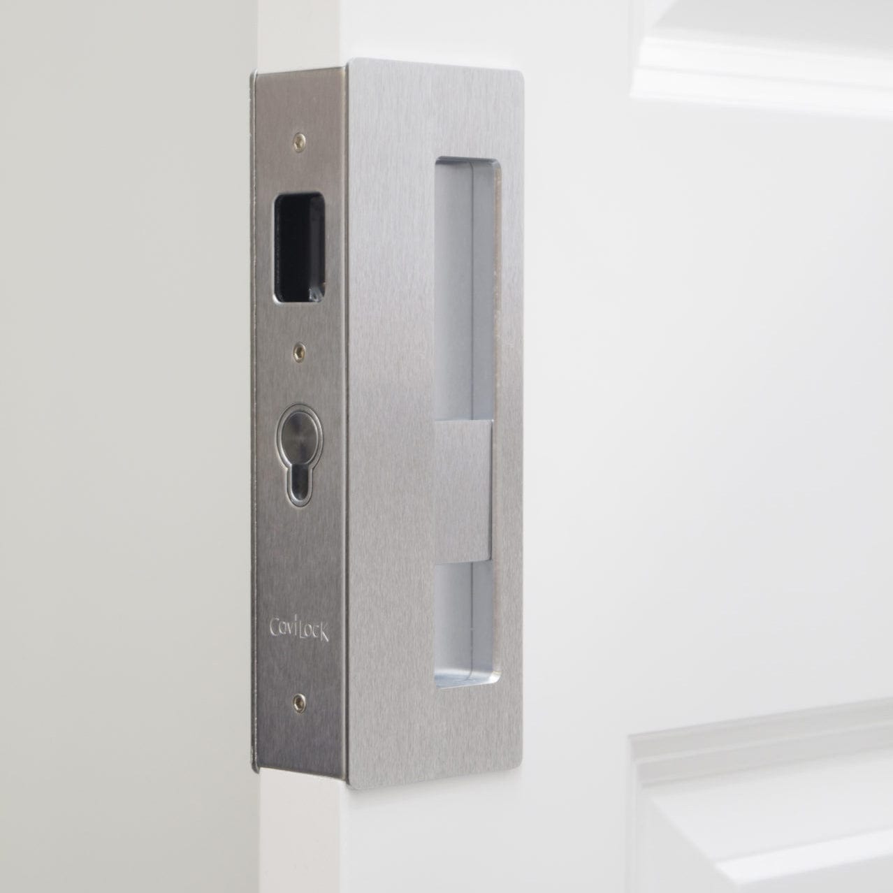 Cavity Sliders CL400 Magnetic Pocket Door Handle for 1-3/4" Door Satin Chrome LH Snib alt 0