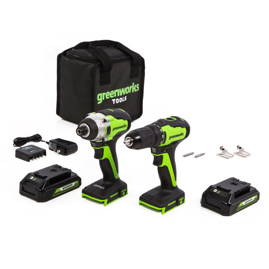 GW 24V BL Drill / Impact Driver with Two 2AH Batteries and Charger alt 0