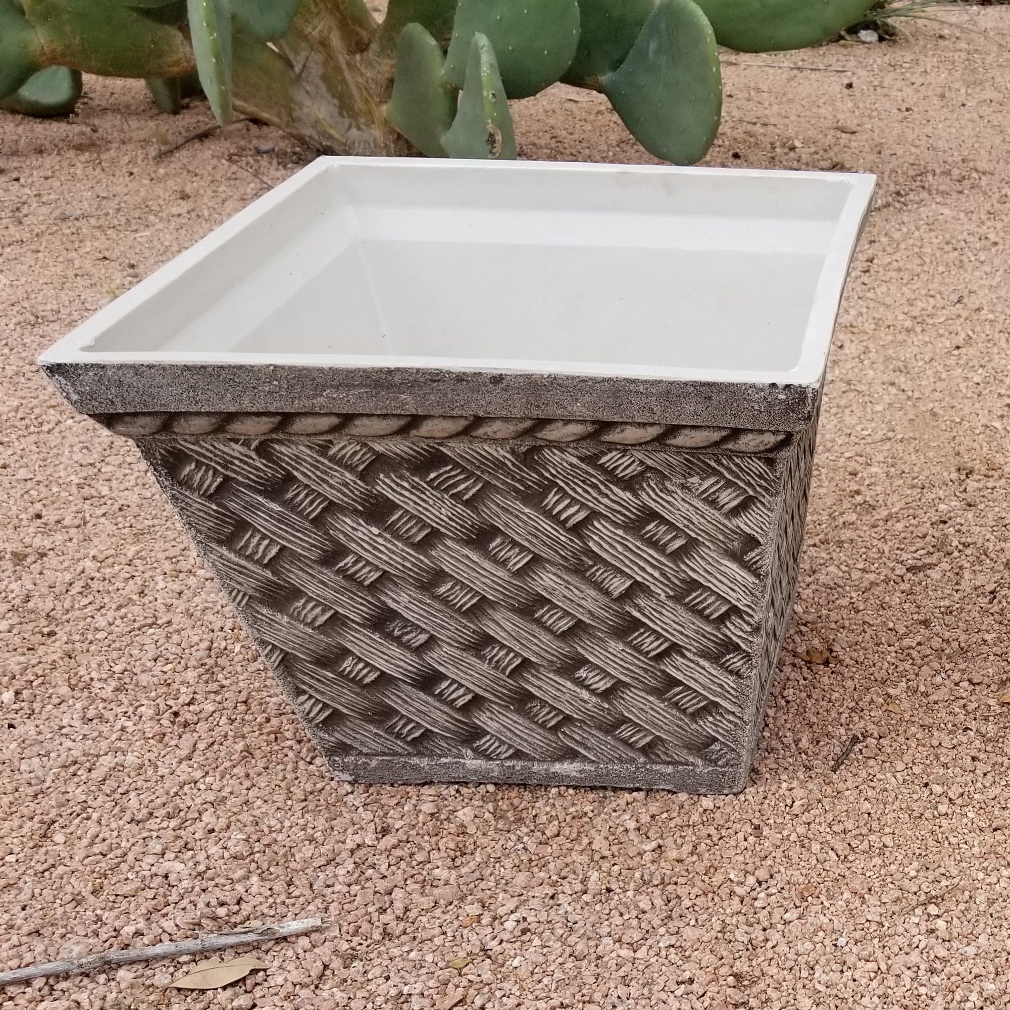 Square Planter Set Medium Washed Sandstone Set of 2 alt 0