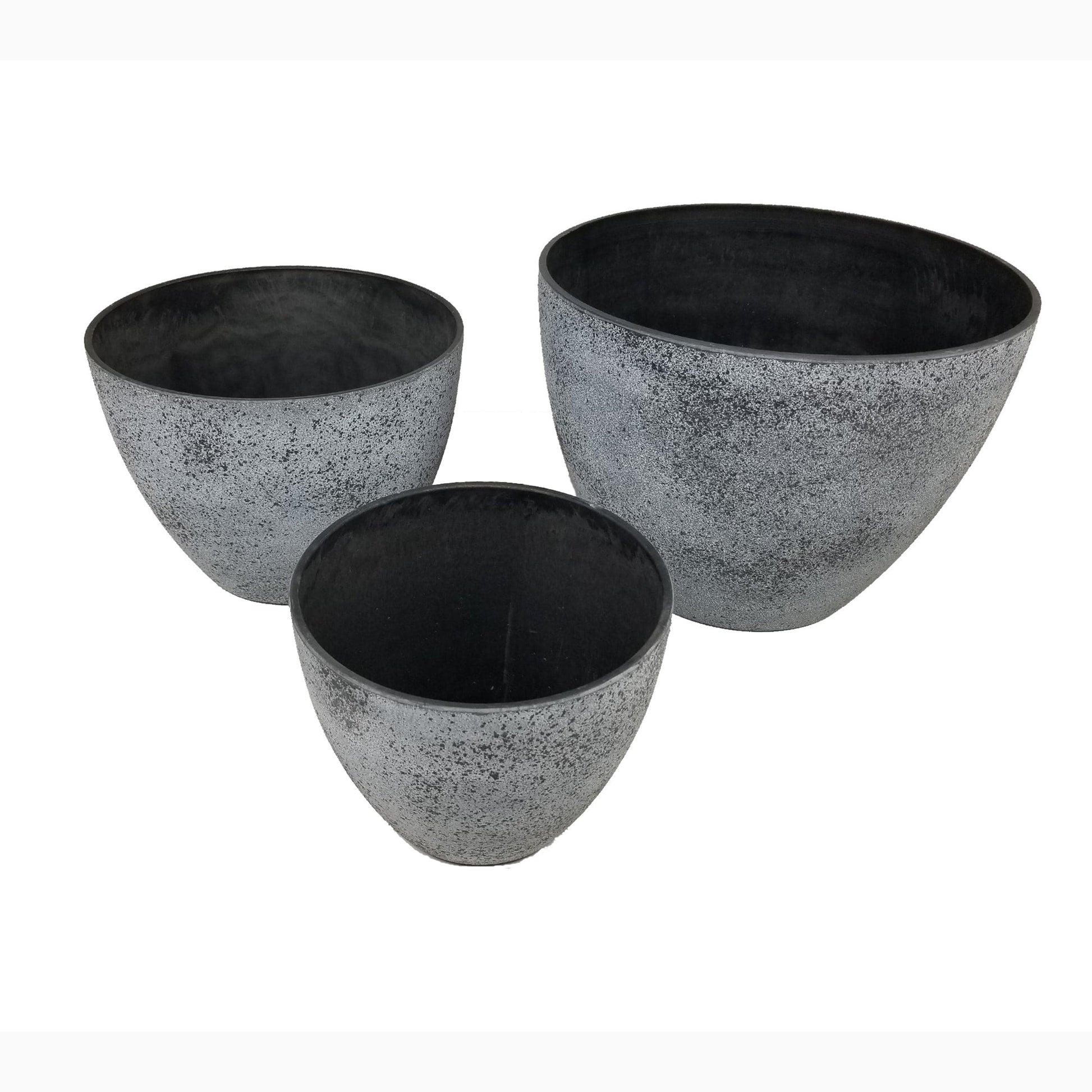 Round Spackled Nested Planter Set Gray Set of 3 alt 0