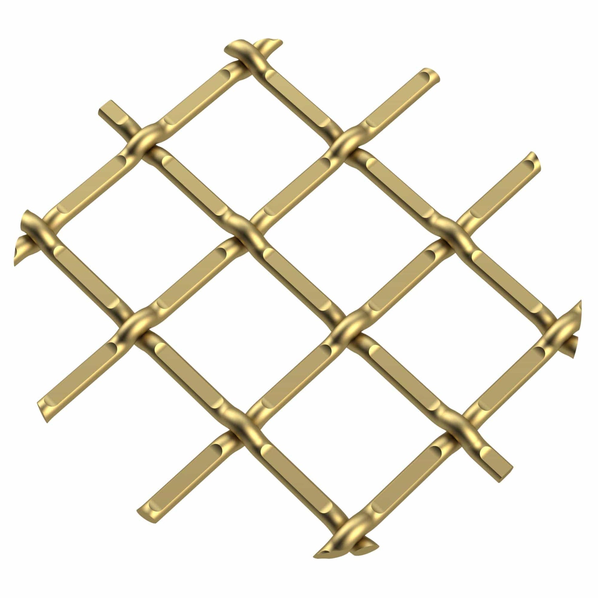 .5" Round Single Diamond Decorative Grille - Satin Brass, 18" W x 48" L Sheet alt 5