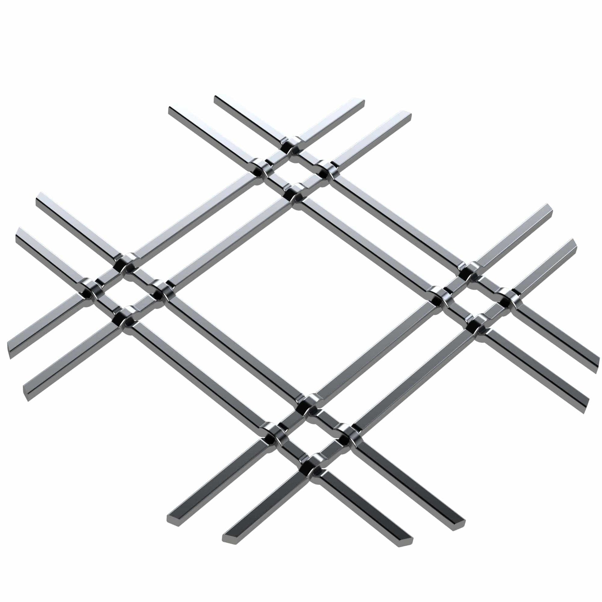 1" Flat Double Diamond Decorative Grille - Satin Nickel, 36" W x 24" L Sheet alt 0