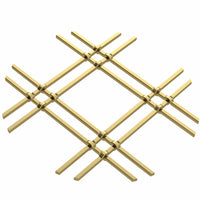 1" Flat Double Diamond Decorative Grille - Satin Brass, 36" W x 48" L Sheet alt 0