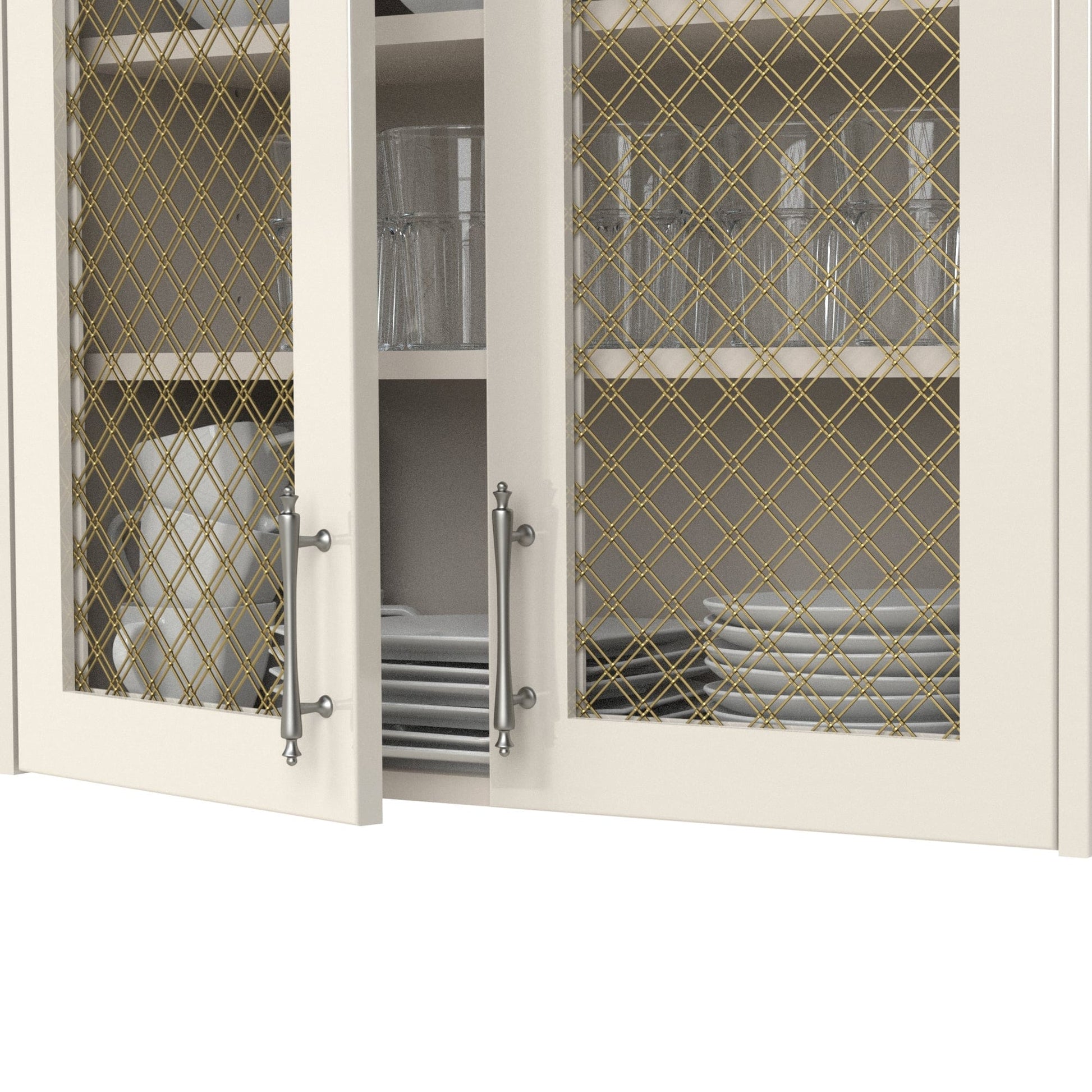 1" Flat Double Diamond Decorative Grille - Satin Brass, 36" W x 48" L Sheet alt 0