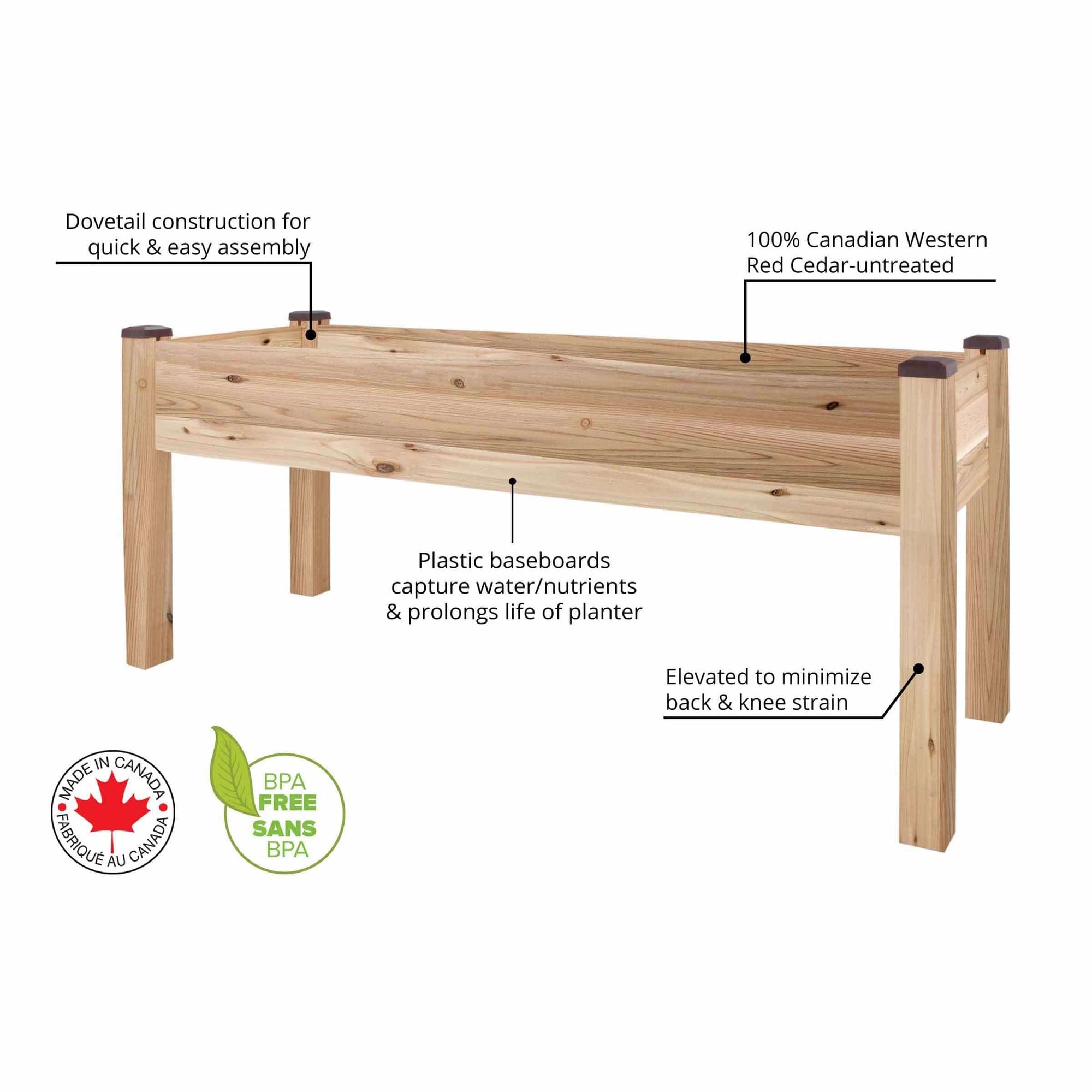 Elevated Cedar Planter 23" X 72" X 30"H alt 0