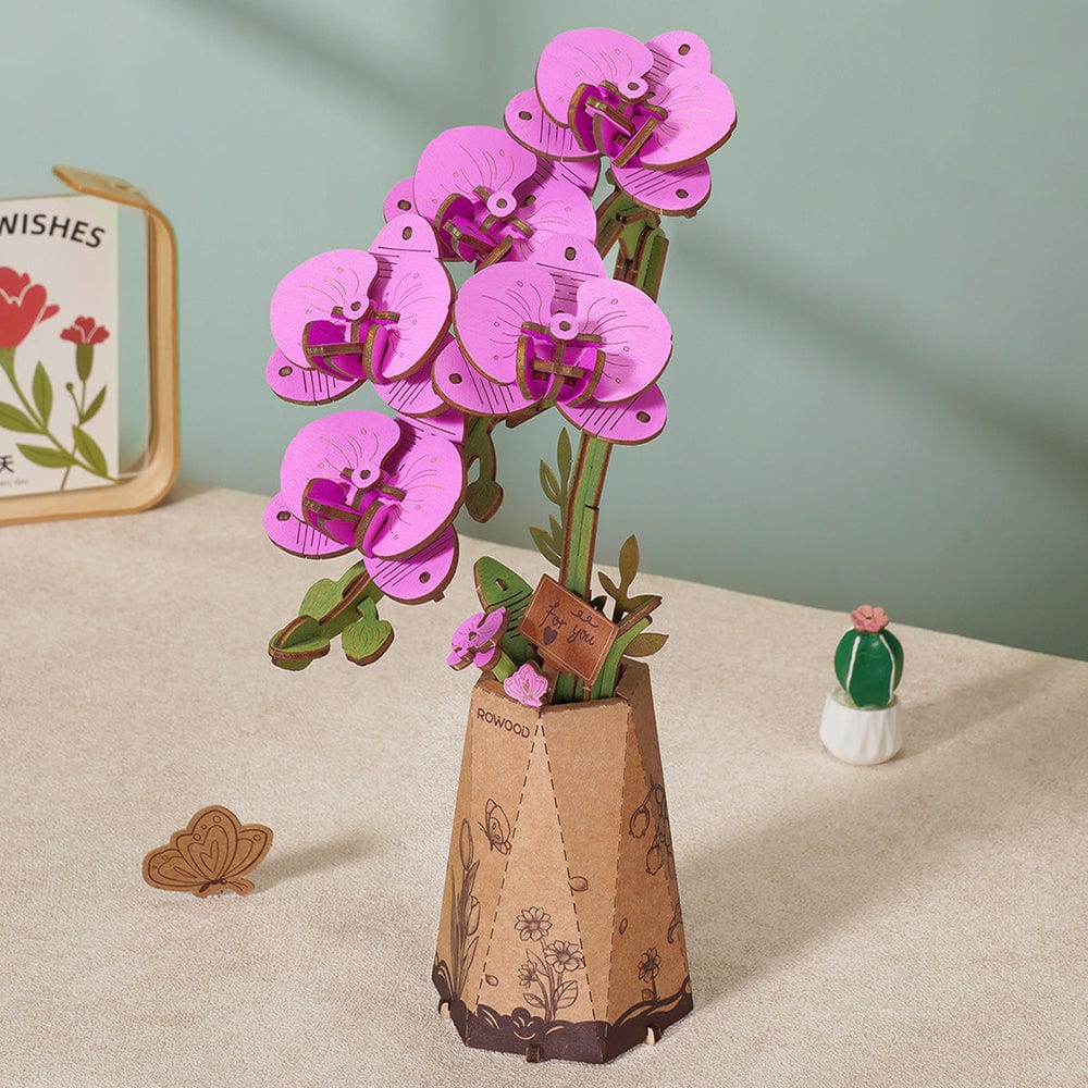 Purple Moth Orchid 3D Wooden Flower Model Kit