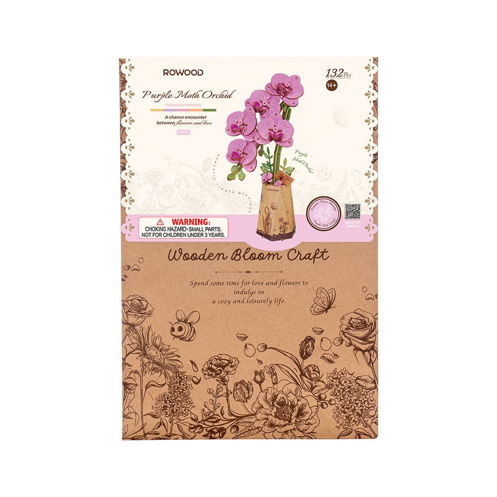 Purple Moth Orchid 3D Wooden Flower Model Kit