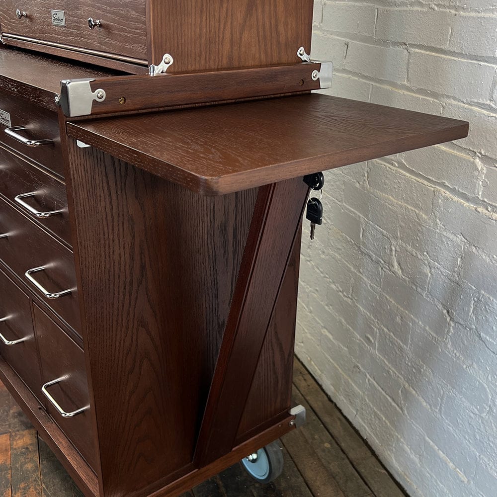 16-Drawer 2 Piece Hobby Roller Set - Dark Oak