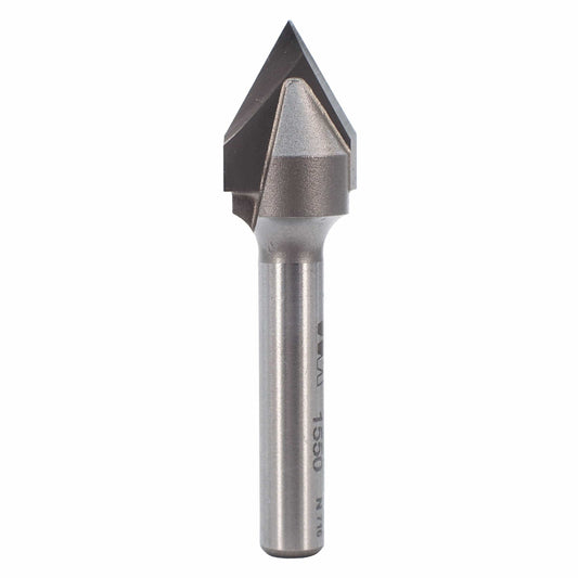 1550 60° V-Groove CNC Router Bit 1/4" SH 1/2" D X 7/16" P X 2" OL alt 0