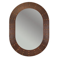 35" Hand Hammered Oval Mirror with Hand Forged Rivets alt 0