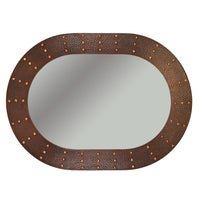 35" Hand Hammered Oval Mirror with Hand Forged Rivets alt 0