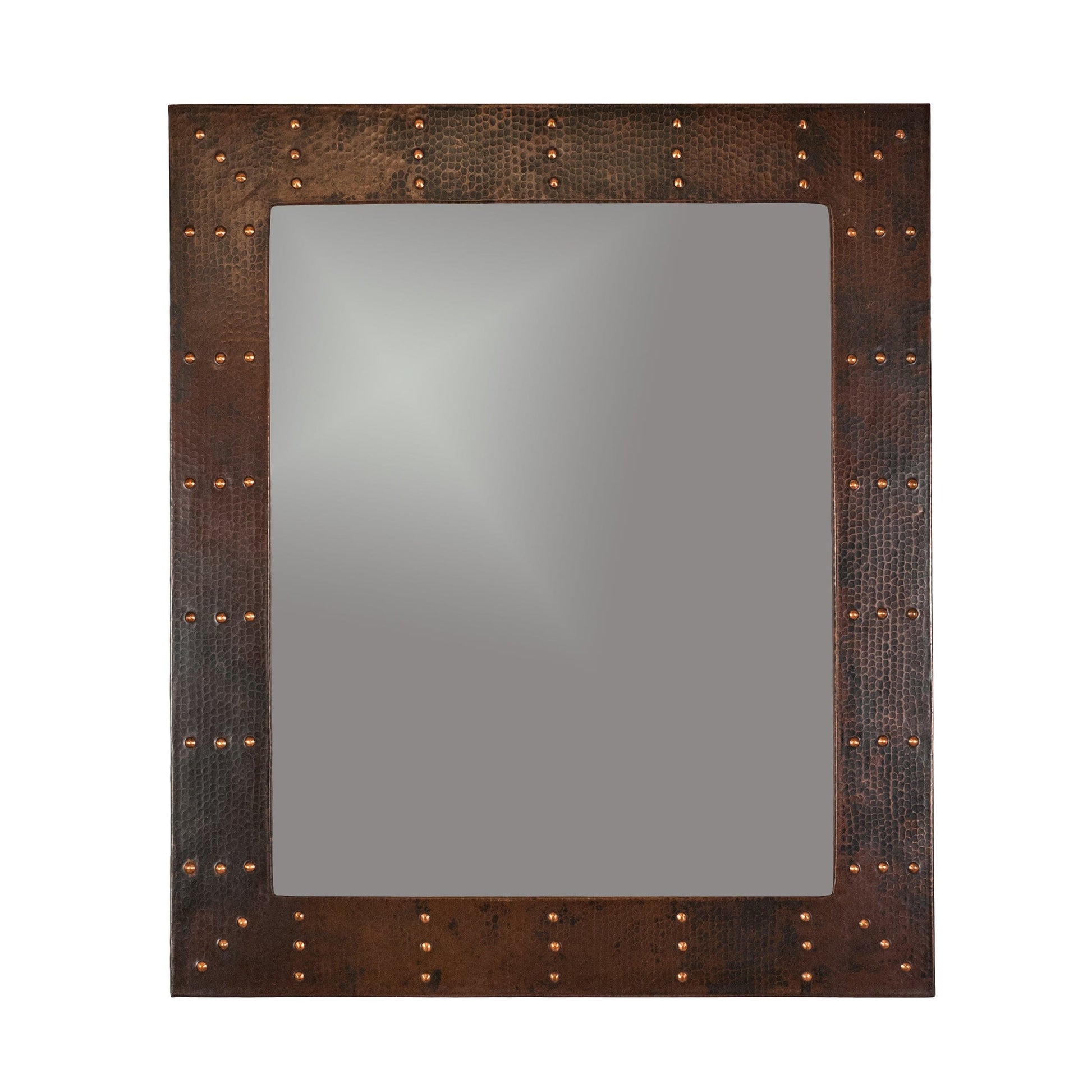 36" Hand Hammered Rectangle Mirror with Hand Forged Rivets alt 0