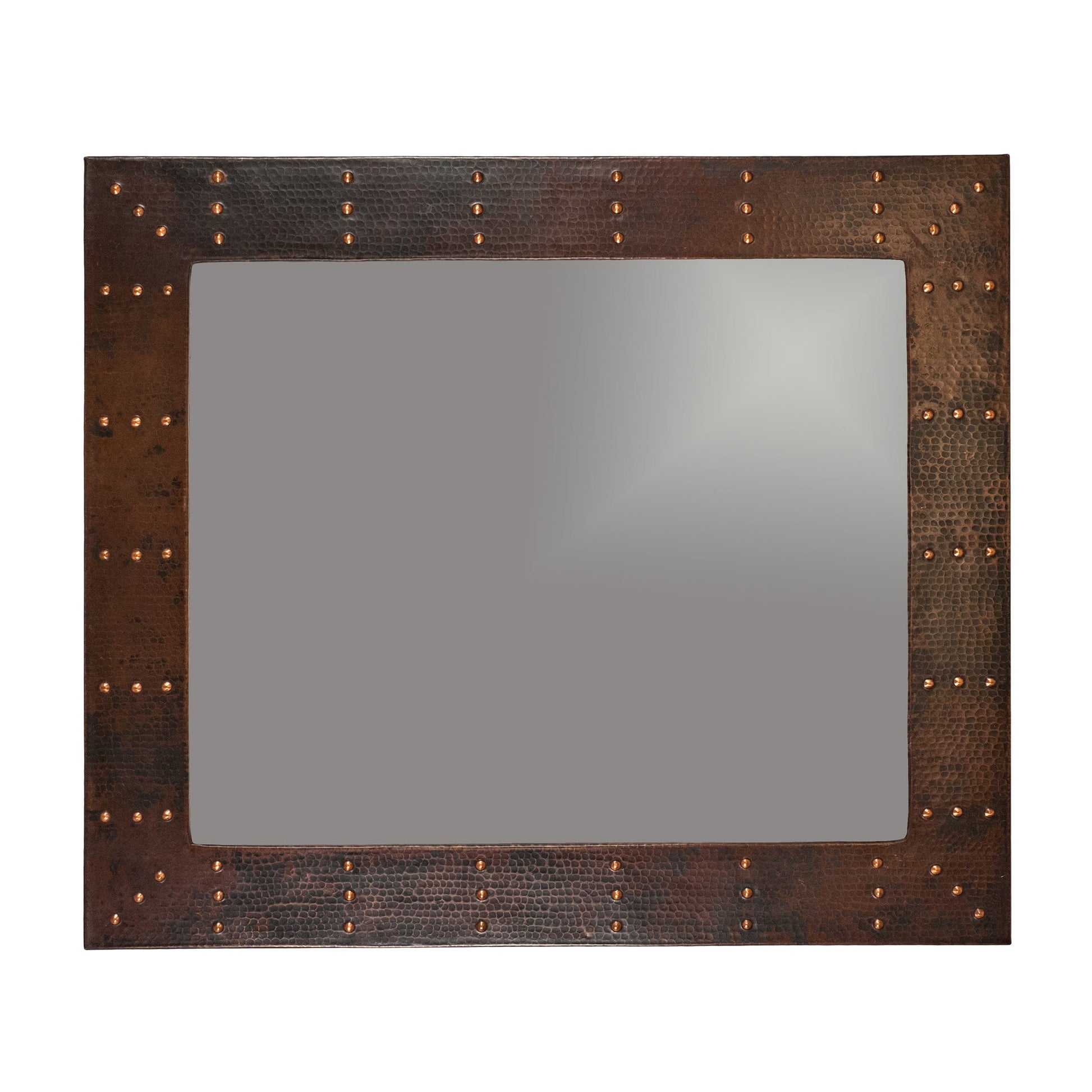 36" Hand Hammered Rectangle Mirror with Hand Forged Rivets alt 0