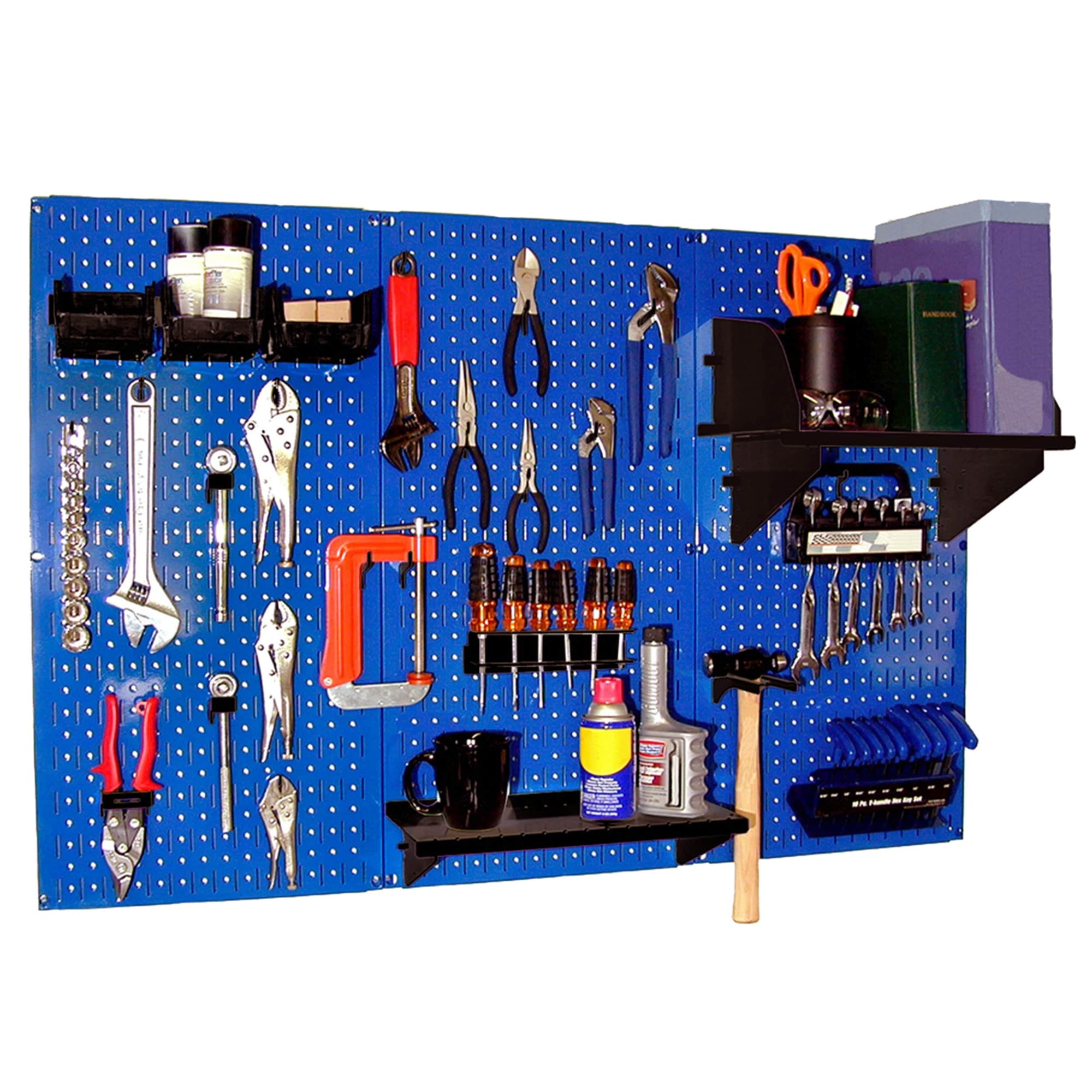 4' Metal Pegboard Standard Tool Storage Kit - Blue Toolboard & Black Accessories alt 0