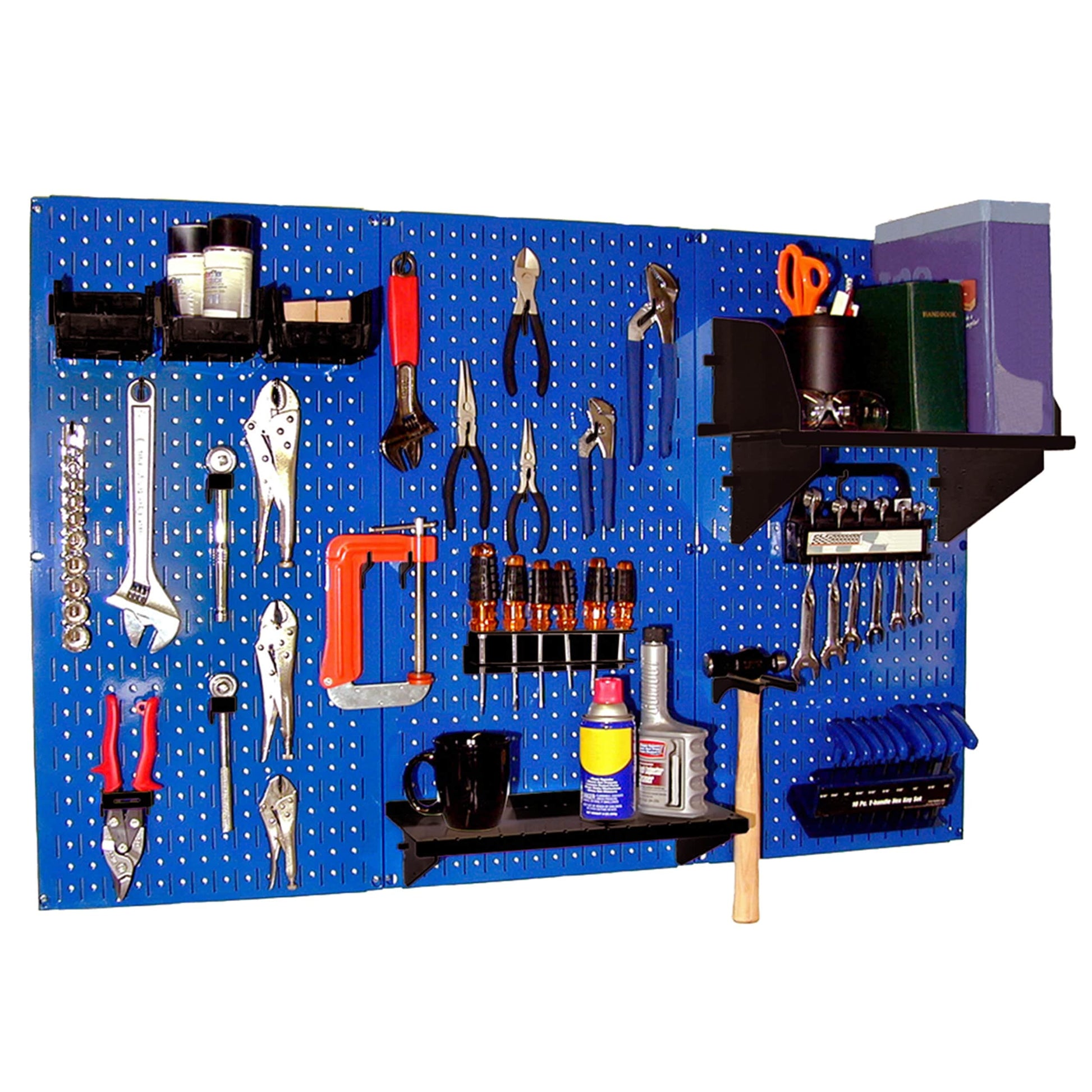 4' Metal Pegboard Standard Tool Storage Kit - Blue Toolboard & Black Accessories alt 0