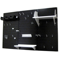 4' Metal Pegboard Standard Tool Storage Kit - Black Toolboard & White Accessories alt 0
