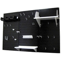 4' Metal Pegboard Standard Tool Storage Kit - Black Toolboard & White Accessories alt 0