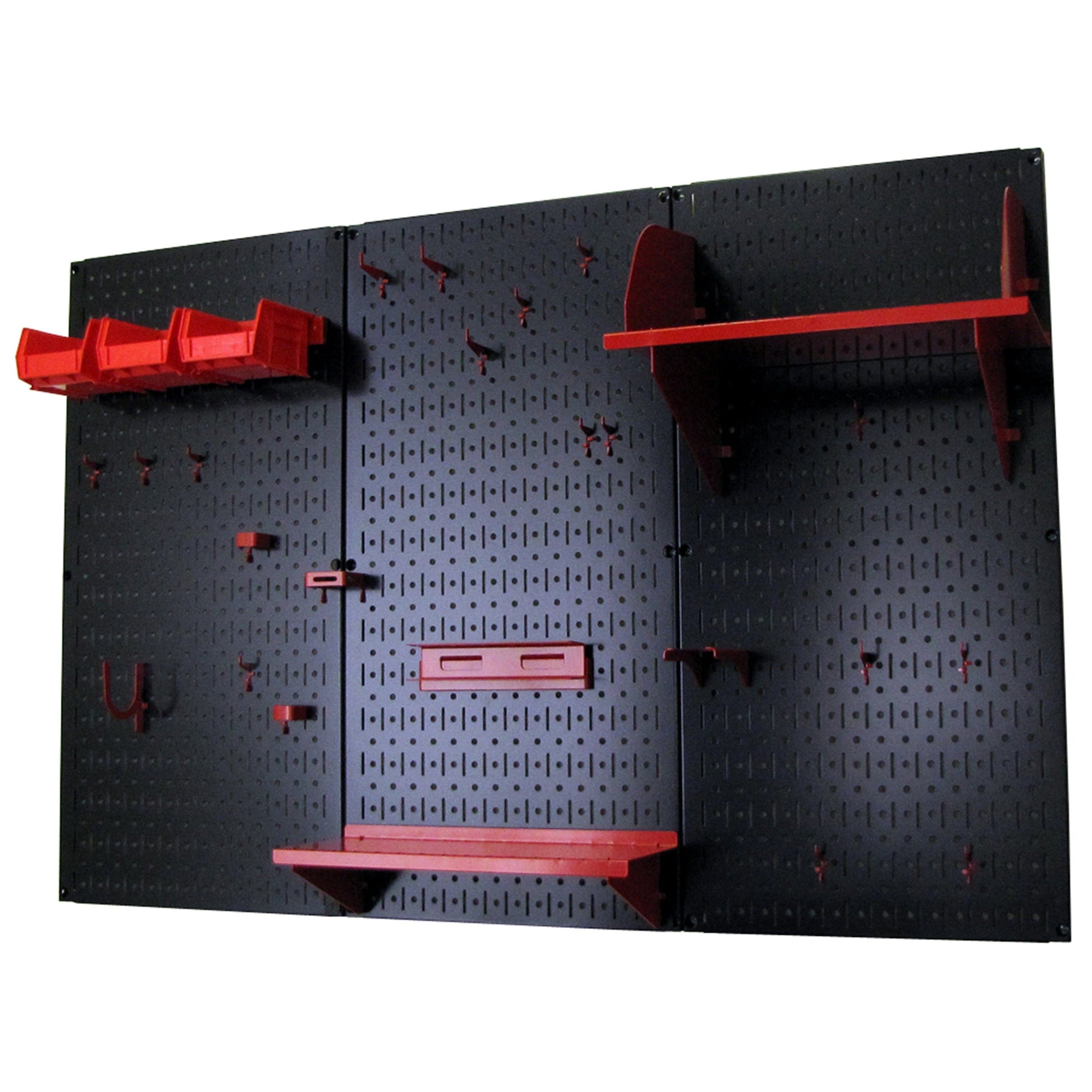 4' Metal Pegboard Standard Tool Storage Kit - Black Toolboard & Red Accessories alt 0