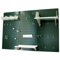4' Metal Pegboard Standard Tool Storage Kit - Green Toolboard & White Accessories alt 0