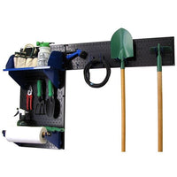 Pegboard Garden Tool Board Organizer with Black Pegboard and Blue Accessories alt 0