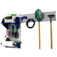 Pegboard Garden Tool Board Organizer with Gray Pegboard and Blue Accessories alt 0