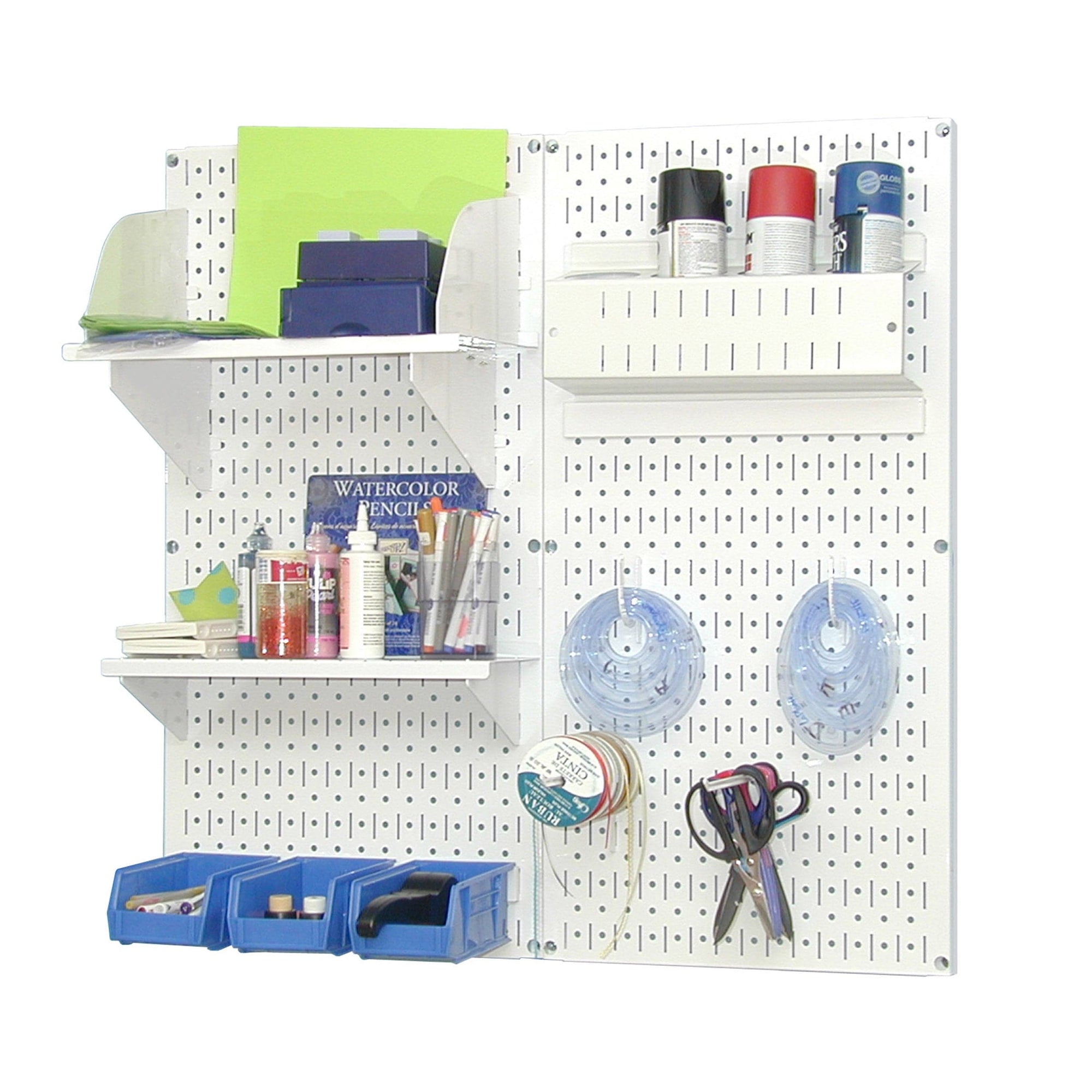 Pegboard Hobby Craft Pegboard Organizer Storage Kit with White Pegboard and White Accessories alt 0