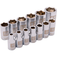 1/4" Drive 13pc 6-Point Standard Metric Socket Set, 4mm - 15mm alt 0