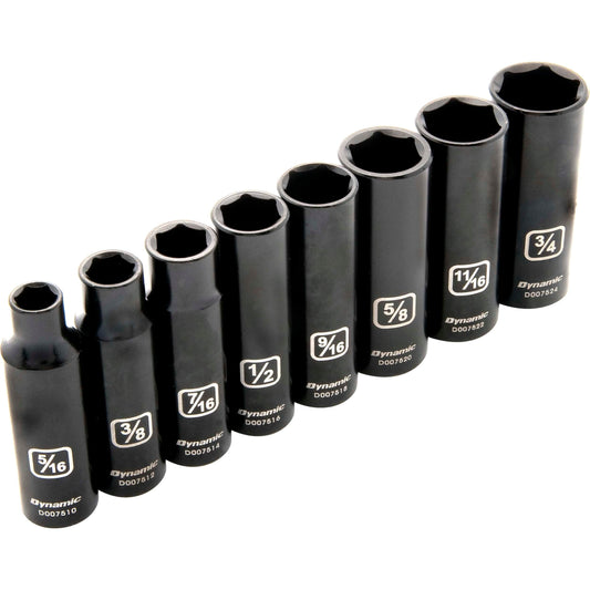 3/8" Drive 8pc 6-Point SAE Deep Impact Socket Set, 5/16" - 3/4" alt 0