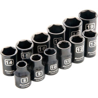 3/8" Drive 12pc 6-Point Metric Standard Impact Socket Set, 8mm - 19mm alt 0