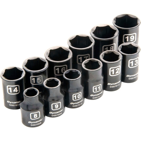 3/8" Drive 12pc 6-Point Metric Standard Impact Socket Set, 8mm - 19mm alt 0