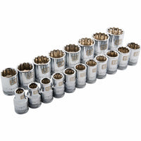 1/2" Drive 19pc 12-Point Standard Metric Socket Set, 10mm - 28mm alt 0