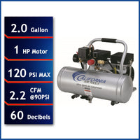 1HP 2 Gallon Oil-Free Aluminum Tank Air Compressor alt 0