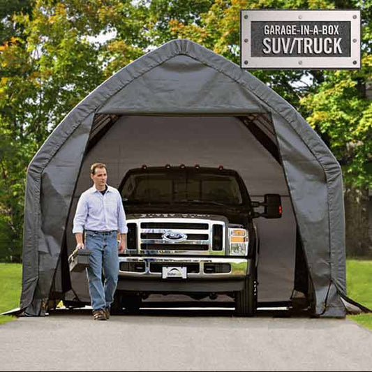 Garage-in-a-Box 13' x 20' x 12', Peak Style for SUV/Truck, Gray alt 0