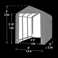 Shed-in-a-Box 6' x 12' x 8', Peak Style, Gray alt 0