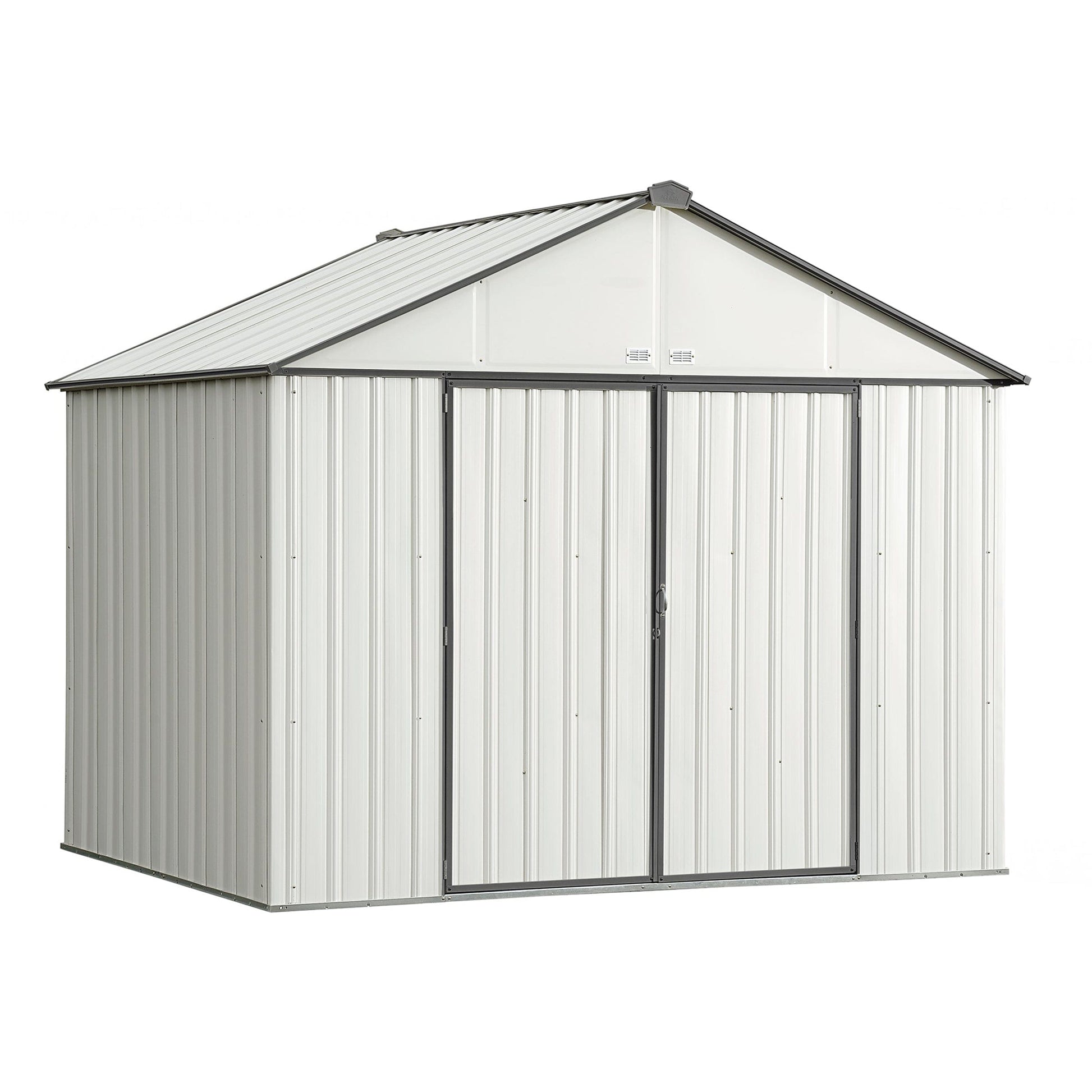 EZEE Shed, 10x8, Extra High Gable, 72 in walls, Cream and Charcoal Gray alt 0