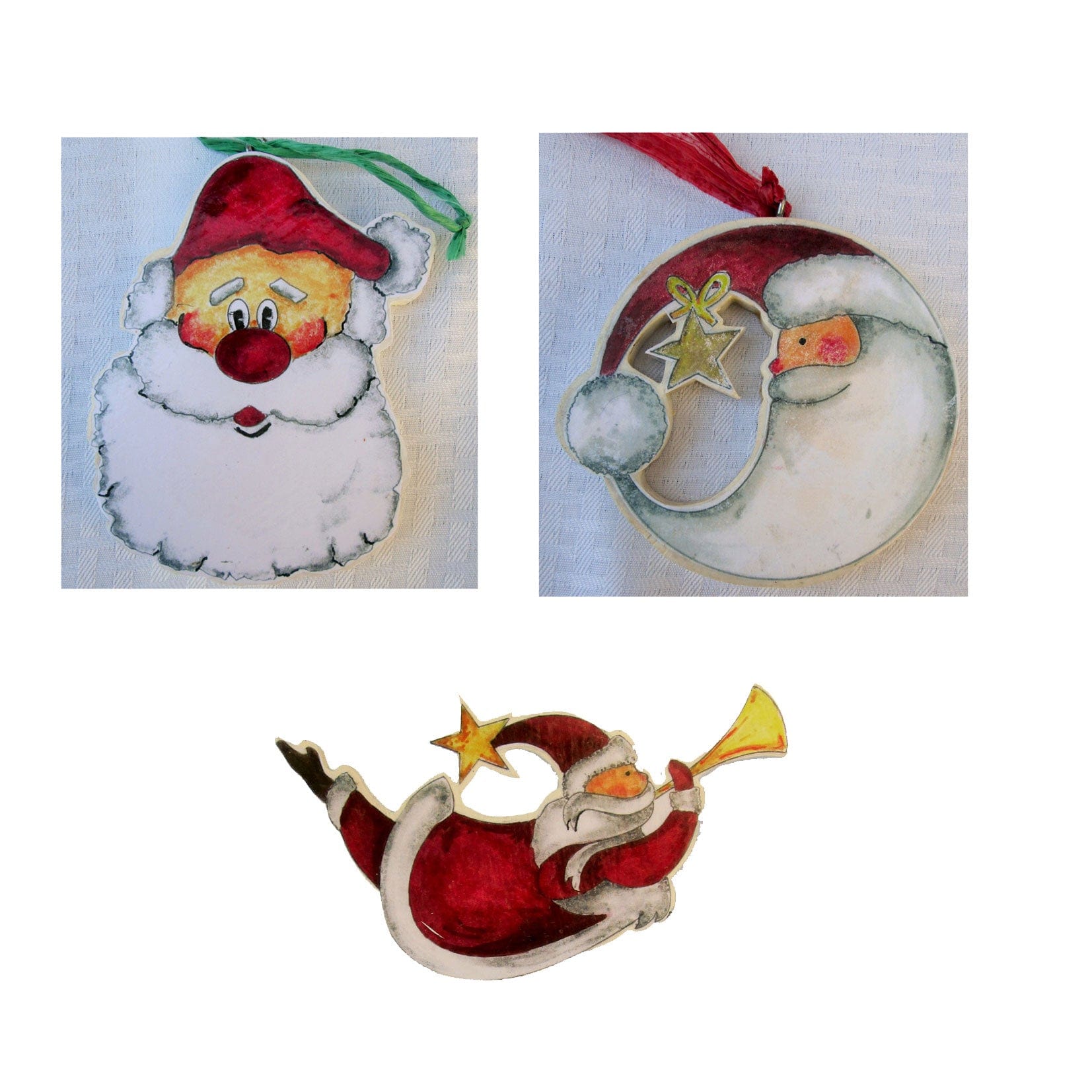 Three Santa Face  Woodworking Pattern and Picture alt 0