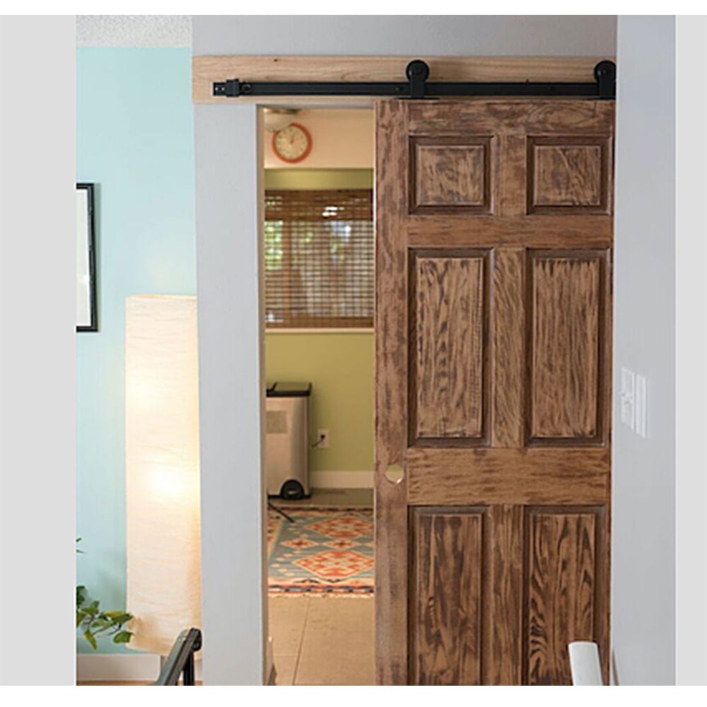 Barn Door Hardware Black Top Mount 6'6" Rail alt 0