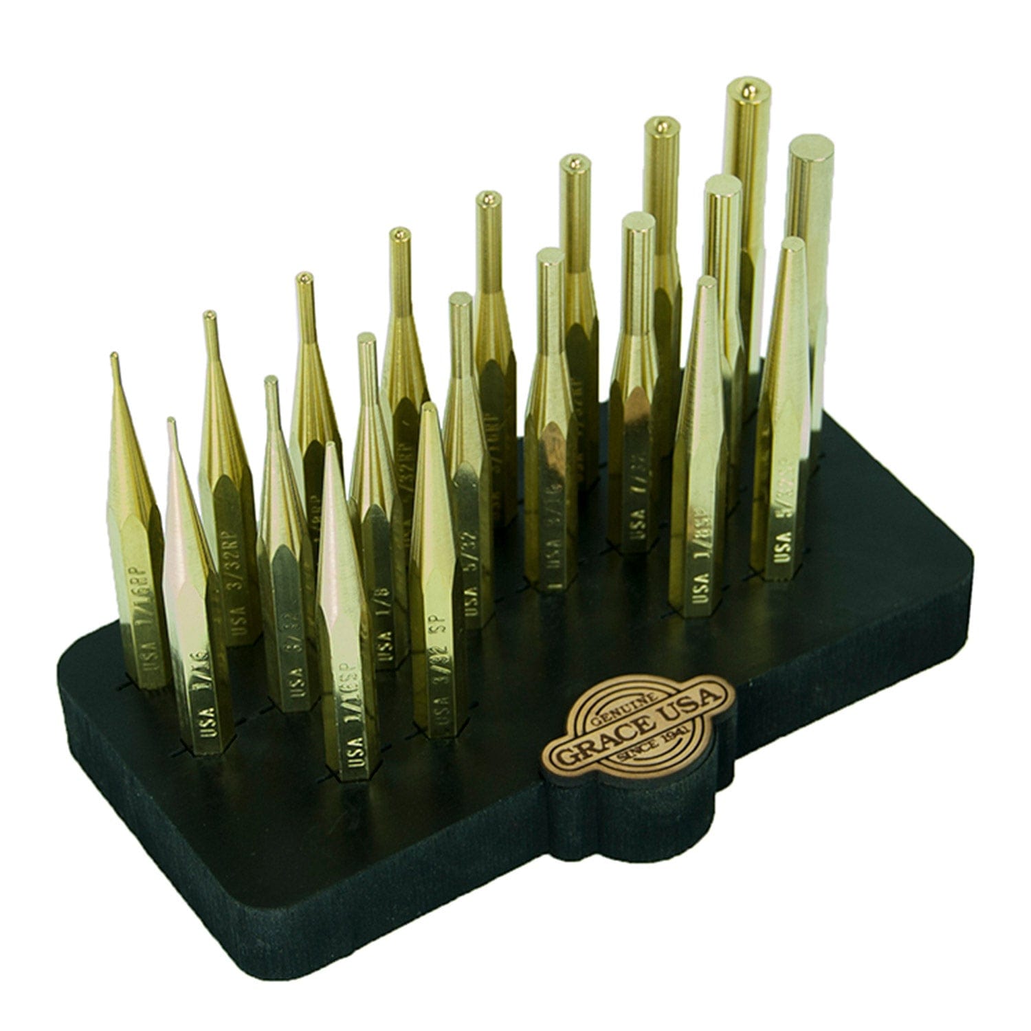 20 Piece Brass Punch Set w/Bench Block alt 0