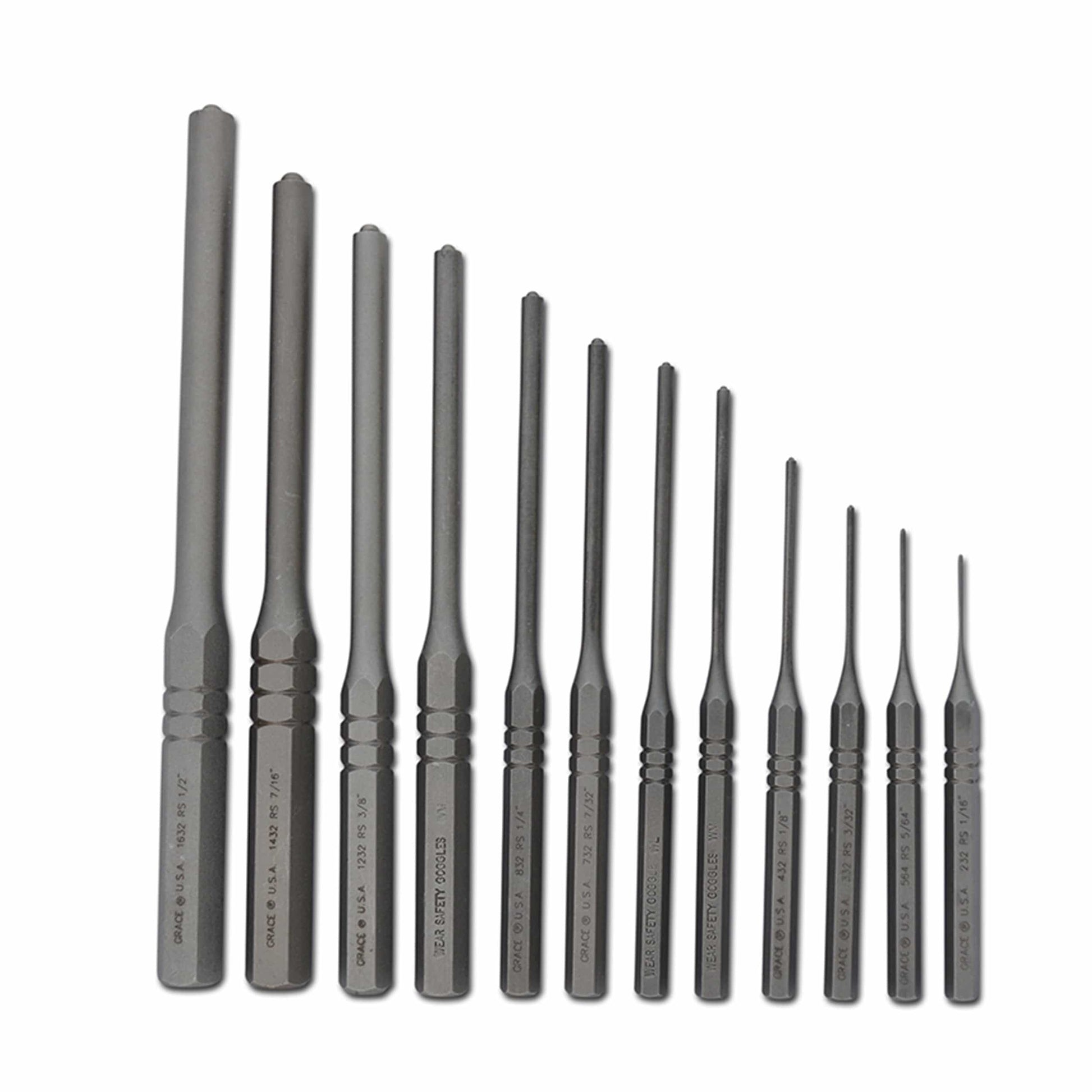 12 pc Professional Steel Roll Pin Punch Set with Vinyl Pouch alt 0