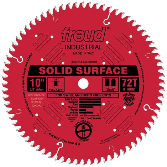 LU95R010 Circular Saw Solid Surface Saw Blade 10" x 5/8" Bore x 72 Tooth TCG alt 0