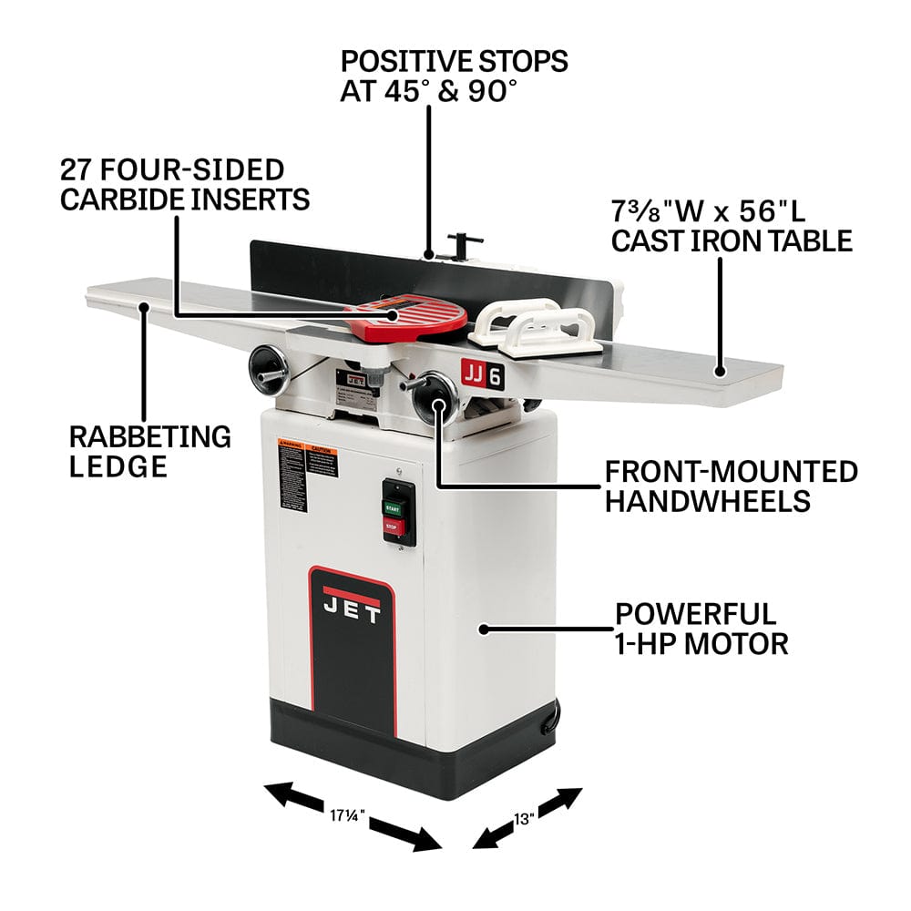 6" Deluxe Jointer - 1 HP 1 Ph 115/230V - Helical Head Kit - JJ-6HHDX