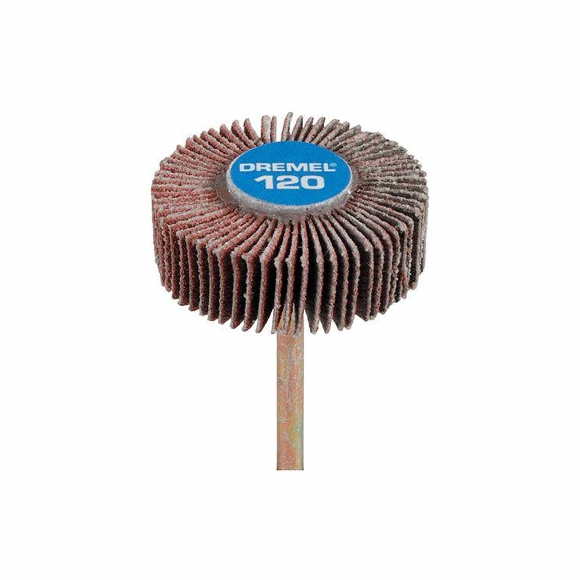 Flapwheel, 3/8" Thick, 1/8" Shank, 120 Grit alt 375